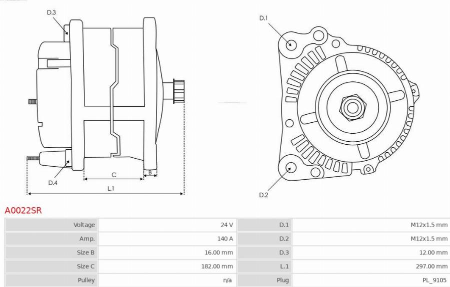 AS-PL A0022SR - Генератор autozip.com.ua
