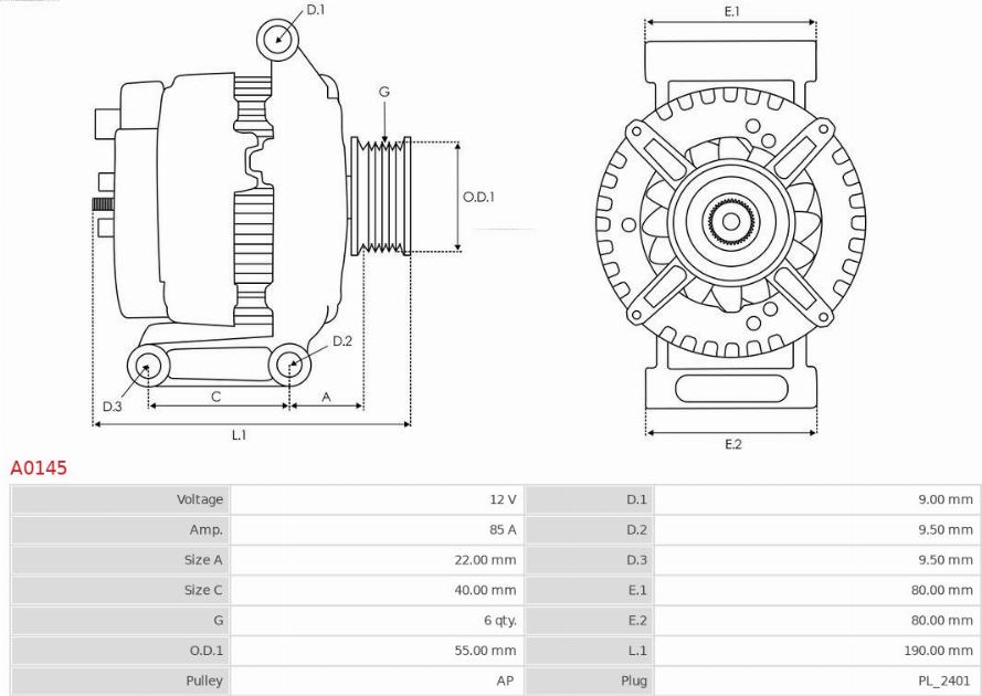 AS-PL A0145 - Генератор autozip.com.ua