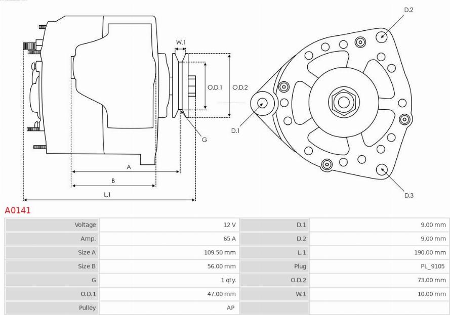 AS-PL A0141 - Генератор autozip.com.ua