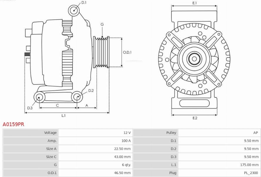 AS-PL A0159PR - Генератор autozip.com.ua