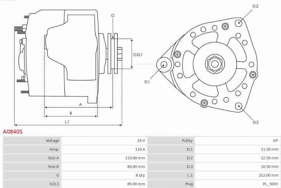 AS-PL A0840S - Генератор autozip.com.ua