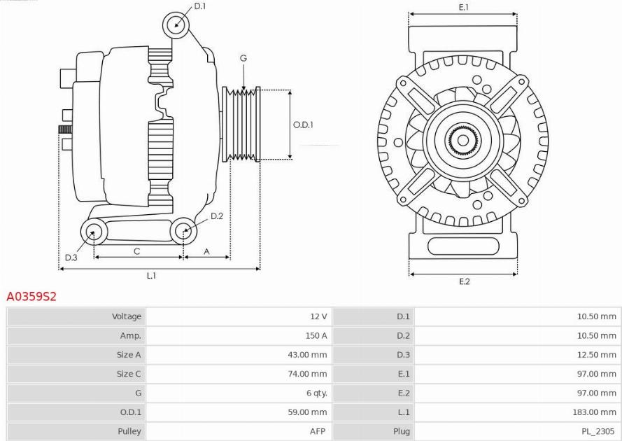 AS-PL A0359S2 - Генератор autozip.com.ua