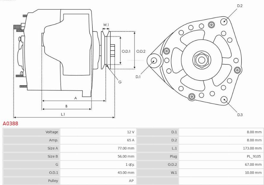 AS-PL A0388 - Генератор autozip.com.ua