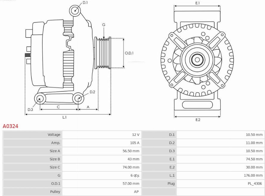 AS-PL A0324 - Генератор autozip.com.ua