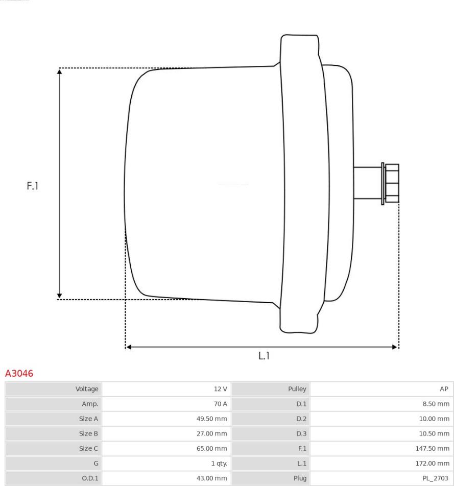 AS-PL A3046 - Генератор autozip.com.ua