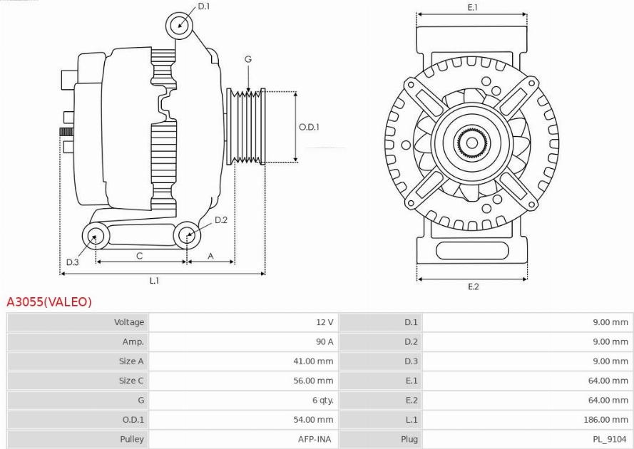 AS-PL A3055(VALEO) - Генератор autozip.com.ua
