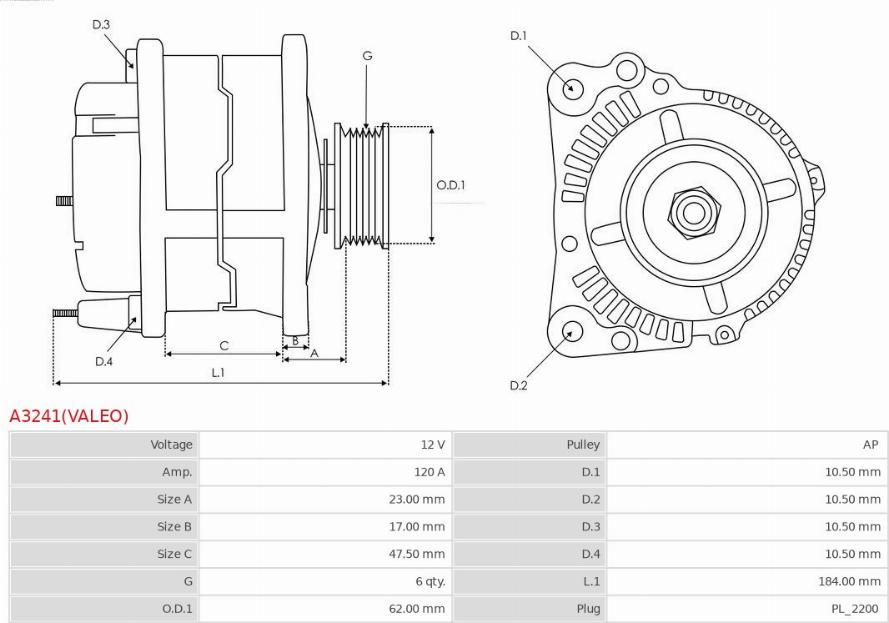 AS-PL A3241(VALEO) - Генератор autozip.com.ua