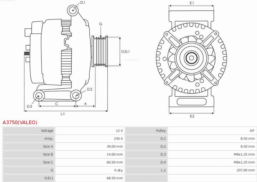 AS-PL A3750(VALEO) - Генератор autozip.com.ua