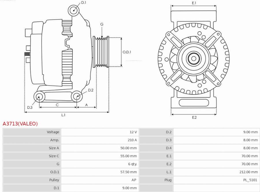 AS-PL A3713(VALEO) - Генератор autozip.com.ua