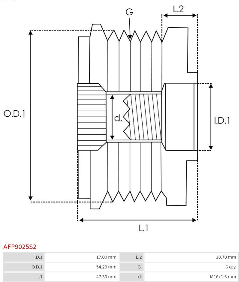 AS-PL AFP9025S2 - Ремінний шків, генератор autozip.com.ua