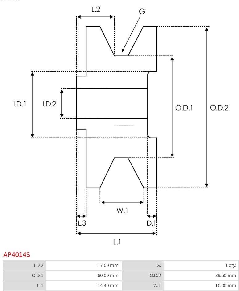 AS-PL AP4014S - Ремінний шків, генератор autozip.com.ua