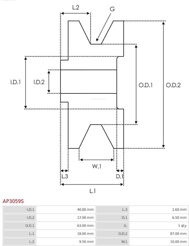 AS-PL AP3059S - Ремінний шків, генератор autozip.com.ua