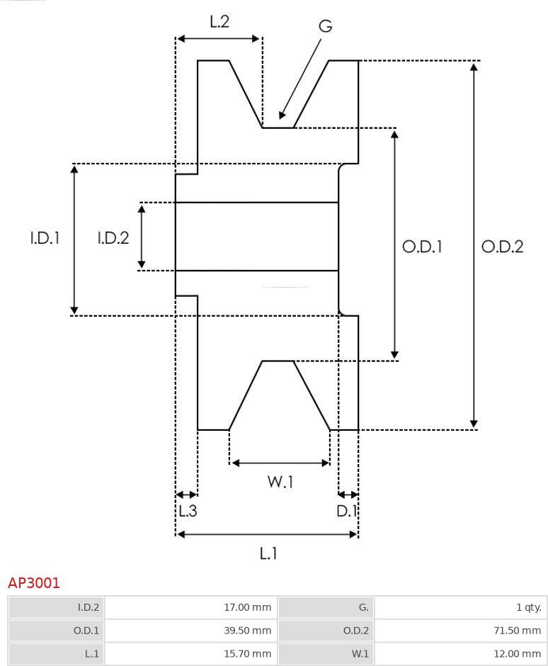 AS-PL AP3001 - Ремінний шків, генератор autozip.com.ua