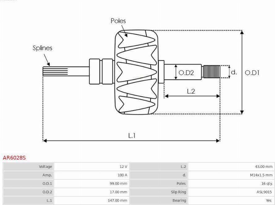 AS-PL AR6028S - Ротор, генератор autozip.com.ua