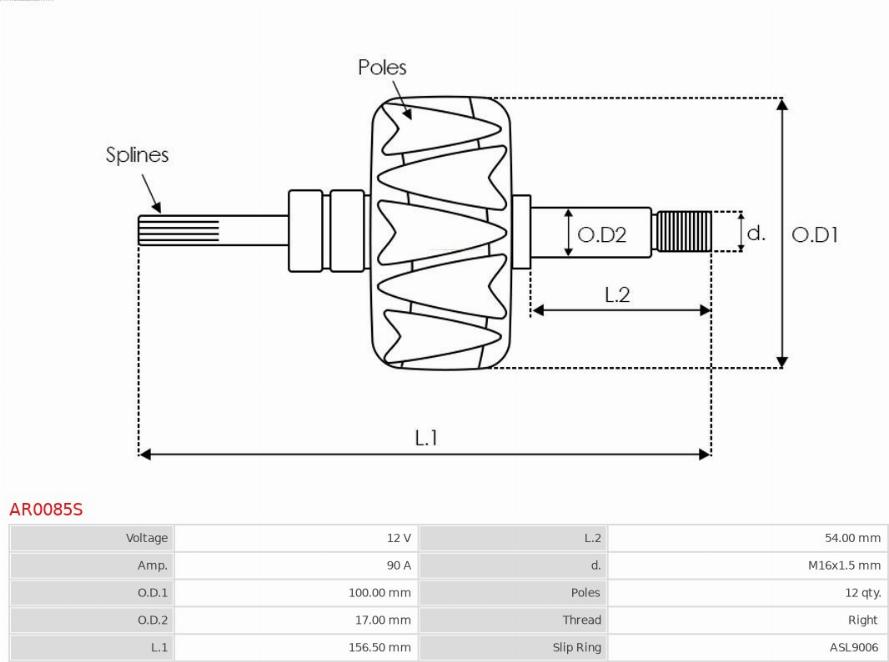 AS-PL AR0085S - Ротор, генератор autozip.com.ua