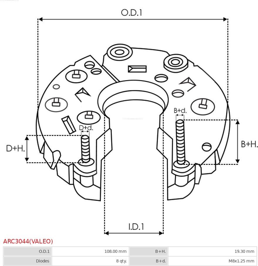 AS-PL ARC3044(VALEO) - Випрямляч, генератор autozip.com.ua