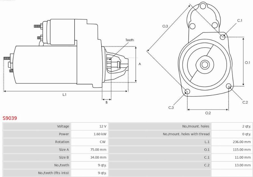 AS-PL S9039 - Стартер autozip.com.ua