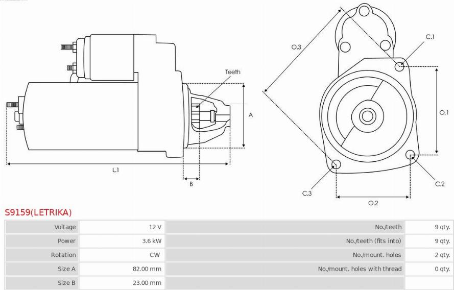 AS-PL S9159(LETRIKA) - Стартер autozip.com.ua