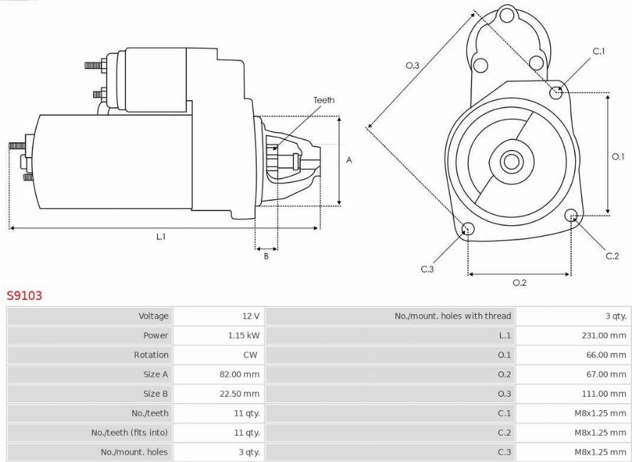 AS-PL S9103 - Стартер autozip.com.ua