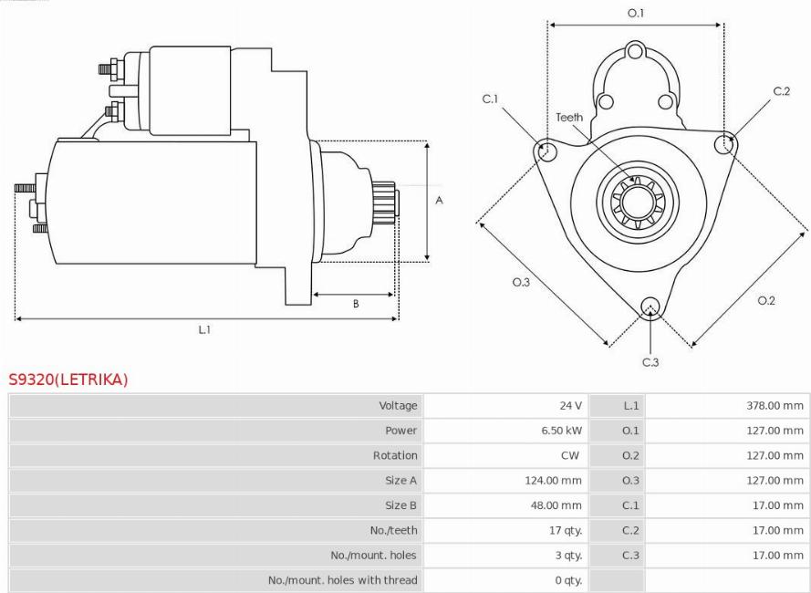 AS-PL S9320(LETRIKA) - Стартер autozip.com.ua