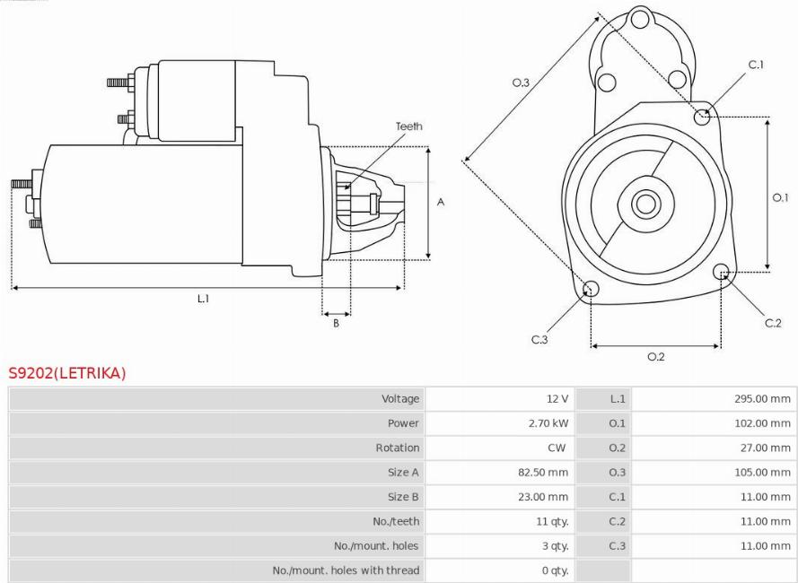 AS-PL S9202(LETRIKA) - Стартер autozip.com.ua