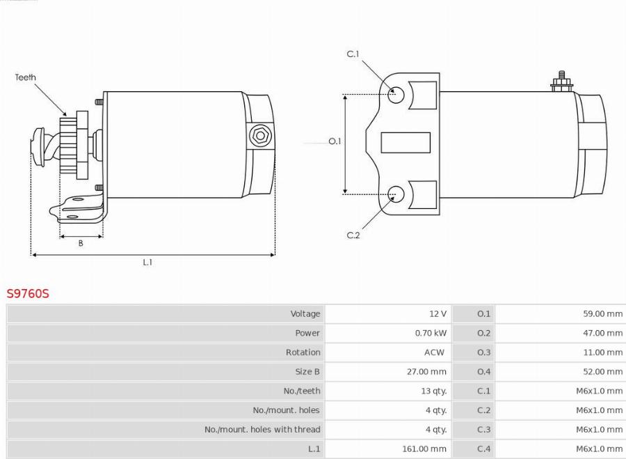 AS-PL S9760S - Стартер autozip.com.ua