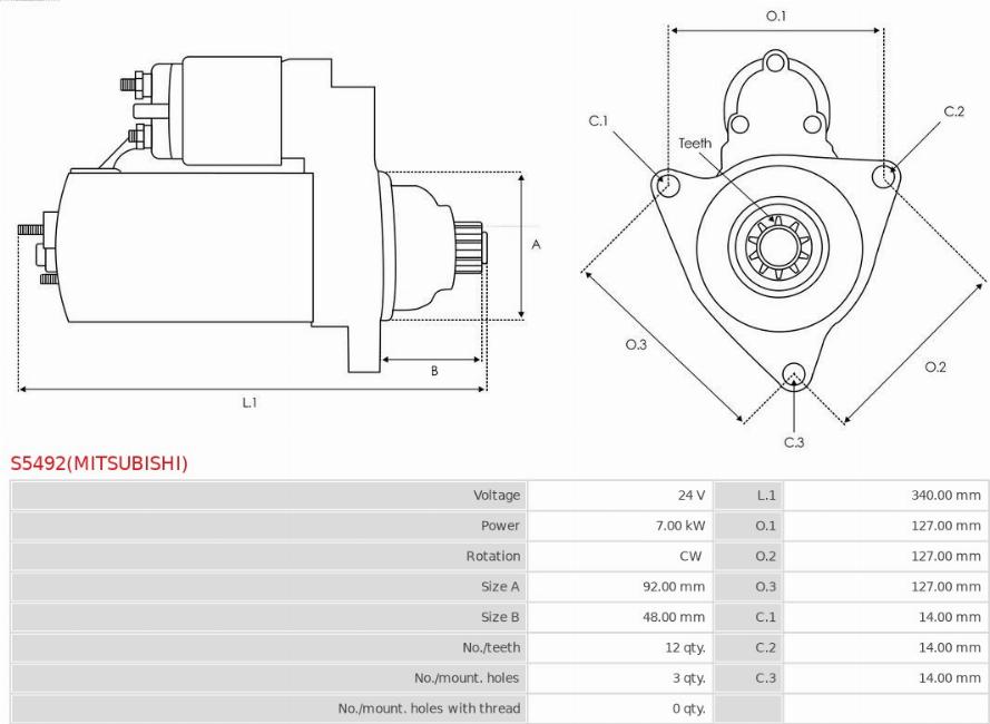 AS-PL S5492(MITSUBISHI) - Стартер autozip.com.ua