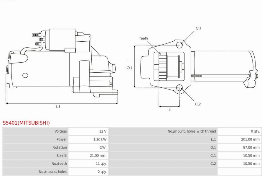 AS-PL S5401(MITSUBISHI) - Стартер autozip.com.ua