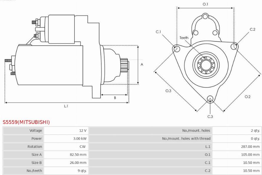 AS-PL S5559(MITSUBISHI) - Стартер autozip.com.ua