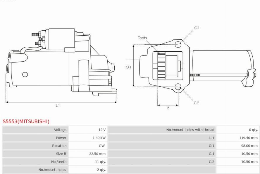 AS-PL S5553(MITSUBISHI) - Стартер autozip.com.ua