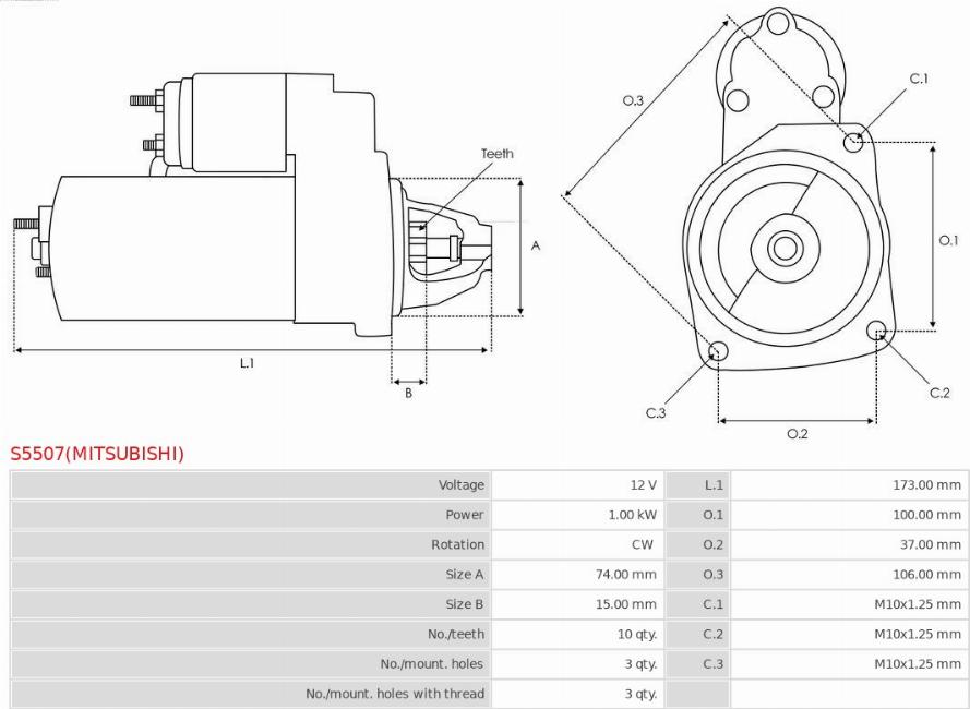 AS-PL S5507(MITSUBISHI) - Стартер autozip.com.ua