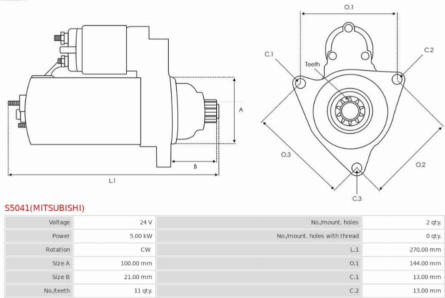 AS-PL S5041(MITSUBISHI) - Стартер autozip.com.ua