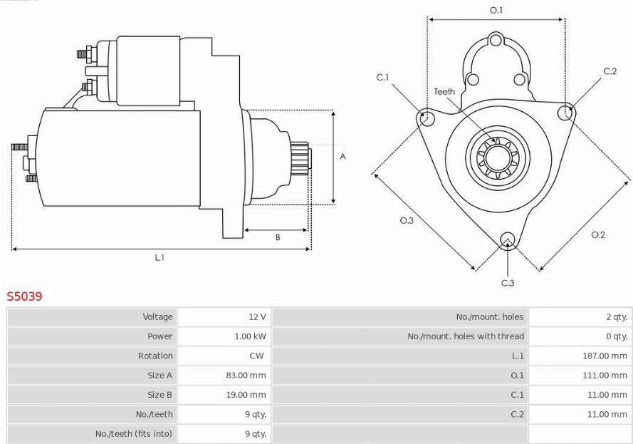 AS-PL S5039 - Стартер autozip.com.ua