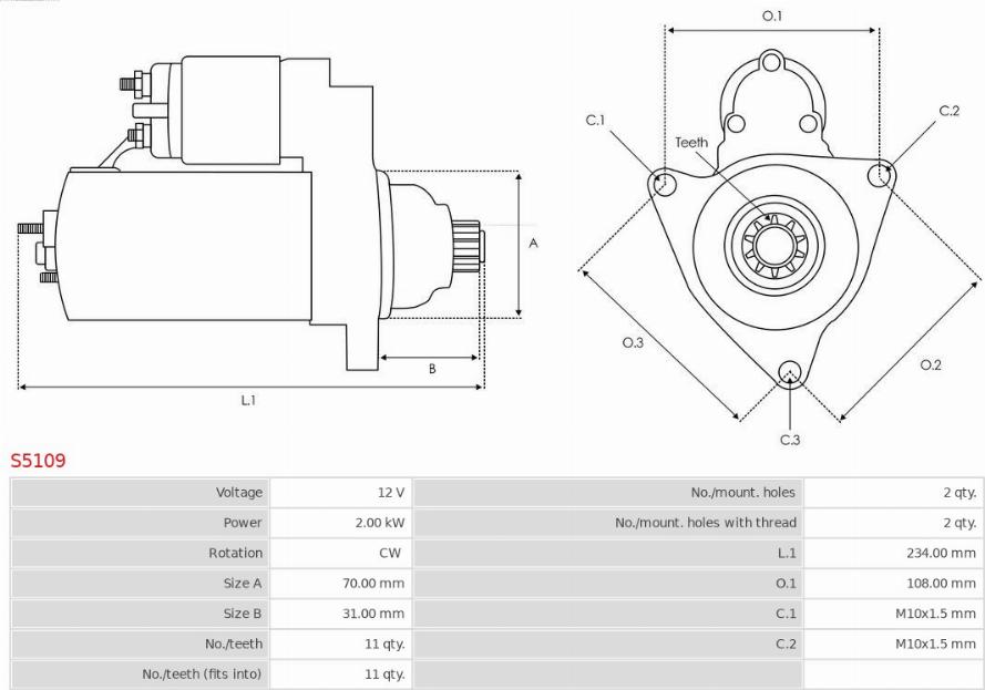 AS-PL S5109 - Стартер autozip.com.ua