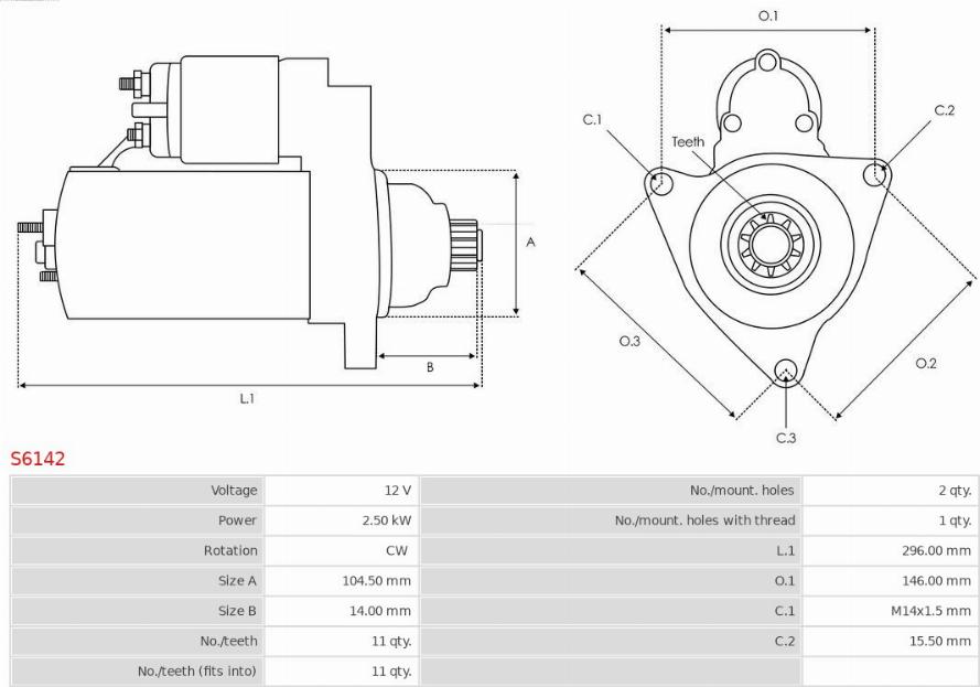 AS-PL S6142 - Стартер autozip.com.ua