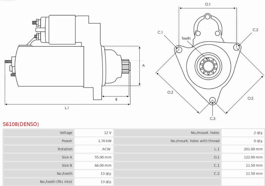 AS-PL S6108(DENSO) - Стартер autozip.com.ua