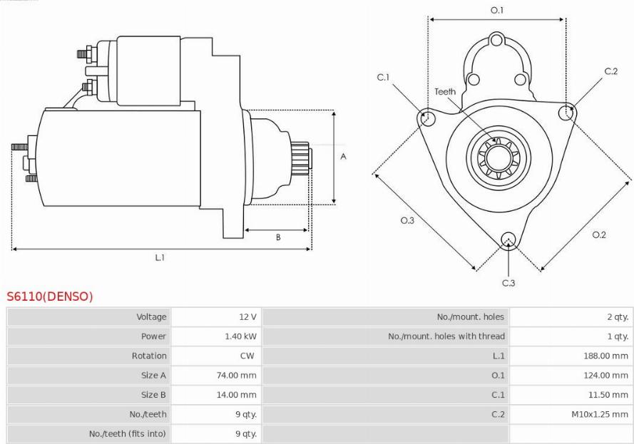 AS-PL S6110(DENSO) - Стартер autozip.com.ua