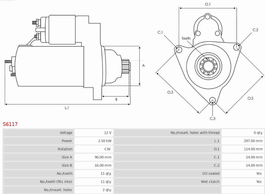 AS-PL S6117 - Стартер autozip.com.ua