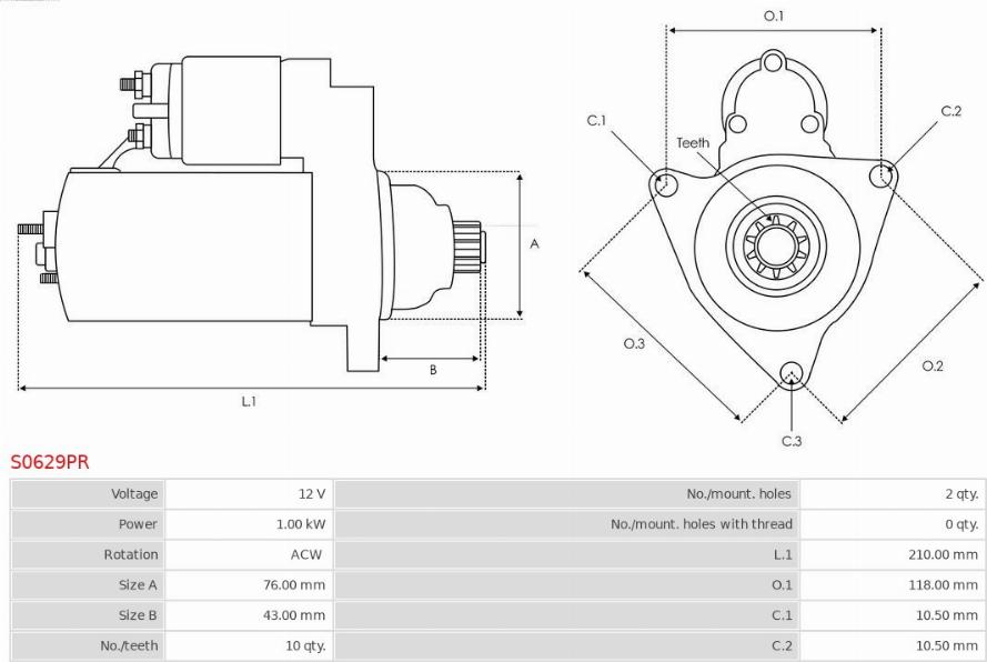 AS-PL S0629PR - Стартер autozip.com.ua