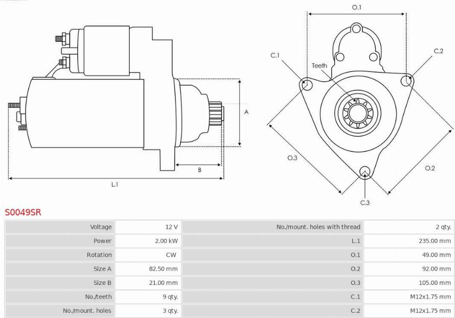 AS-PL S0049SR - Стартер autozip.com.ua