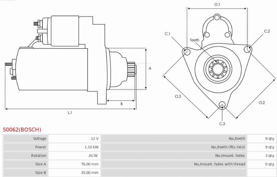 AS-PL S0062(BOSCH) - Стартер autozip.com.ua