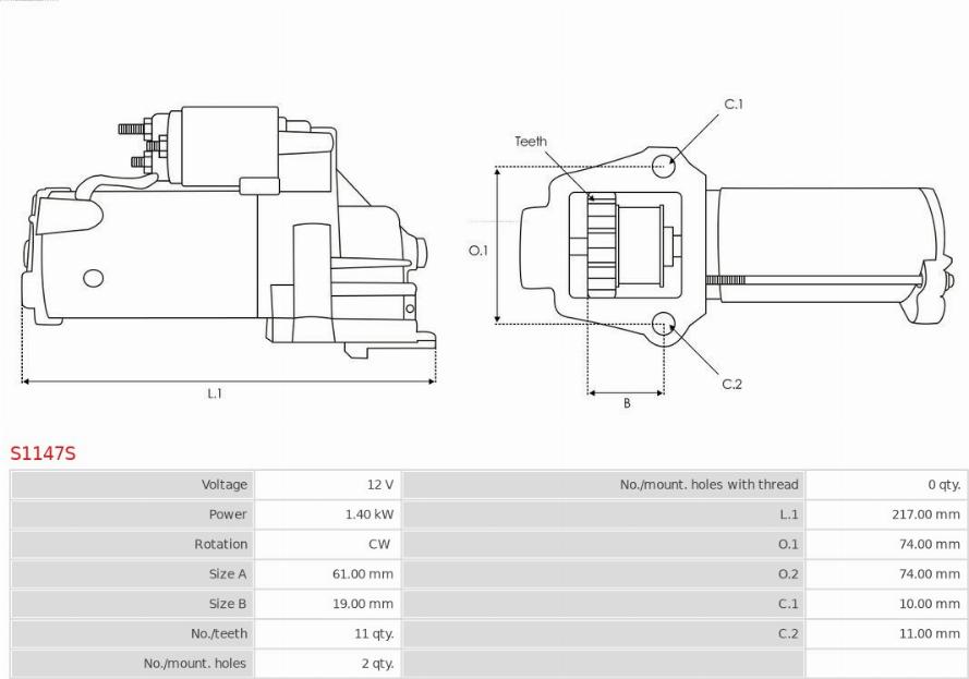AS-PL S1147S - Стартер autozip.com.ua