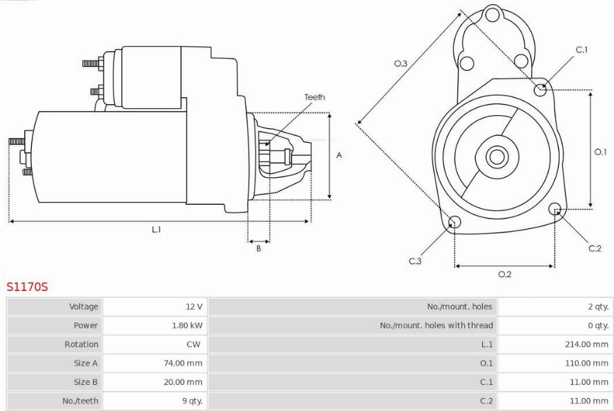 AS-PL S1170S - Стартер autozip.com.ua