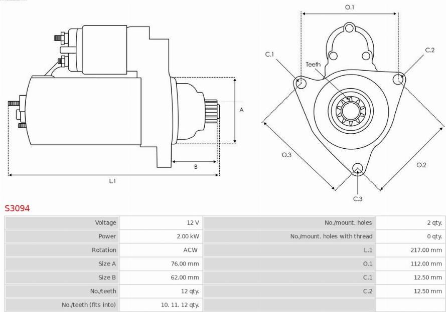 AS-PL S3094 - Стартер autozip.com.ua