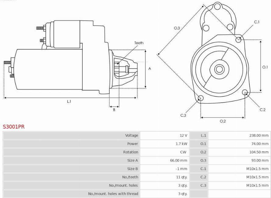 AS-PL S3001PR - Стартер autozip.com.ua
