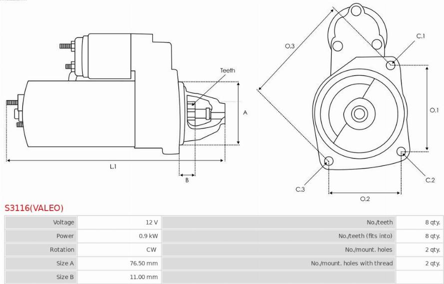 AS-PL S3116(VALEO) - Стартер autozip.com.ua