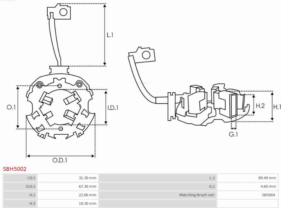 AS-PL SBH5002 - Кронштейн, вугільна щітка autozip.com.ua