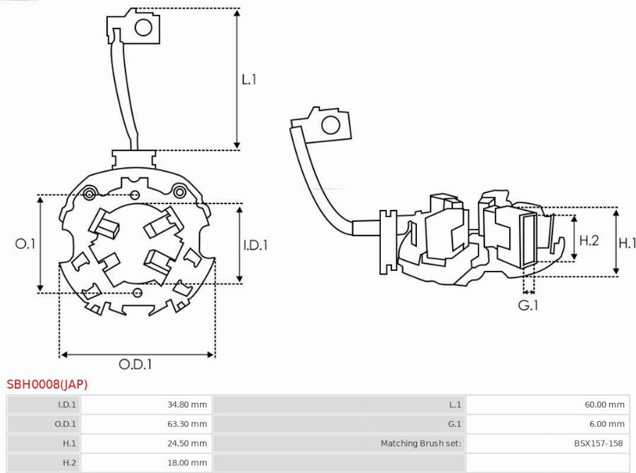 AS-PL SBH0008(JAP) - Кронштейн, вугільна щітка autozip.com.ua