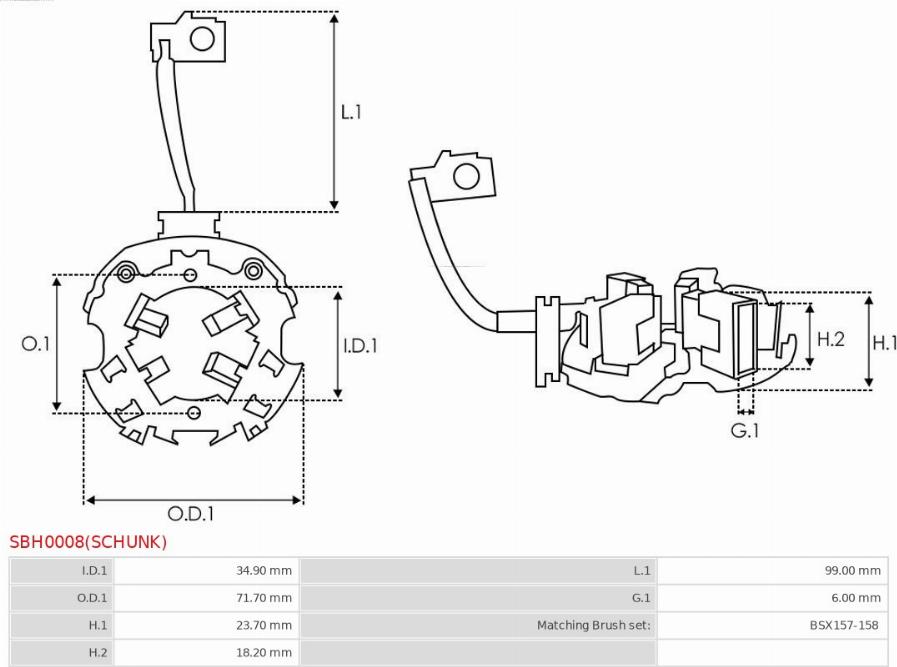 AS-PL SBH0008(SCHUNK) - Кронштейн, вугільна щітка autozip.com.ua