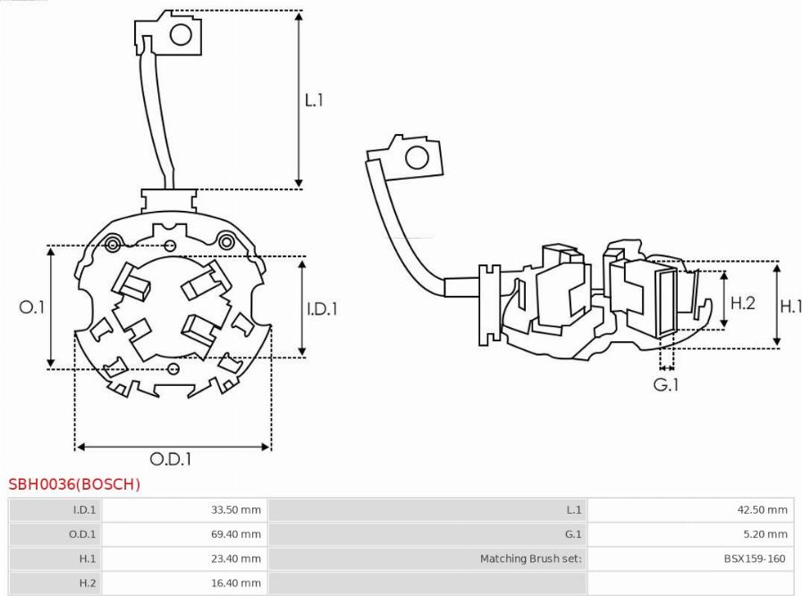 AS-PL SBH0036(BOSCH) - Кронштейн, вугільна щітка autozip.com.ua